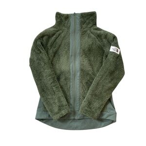 The North Face Teddy Sherpa Fleece Full Zip Jacket Olive Green Women’s Medium